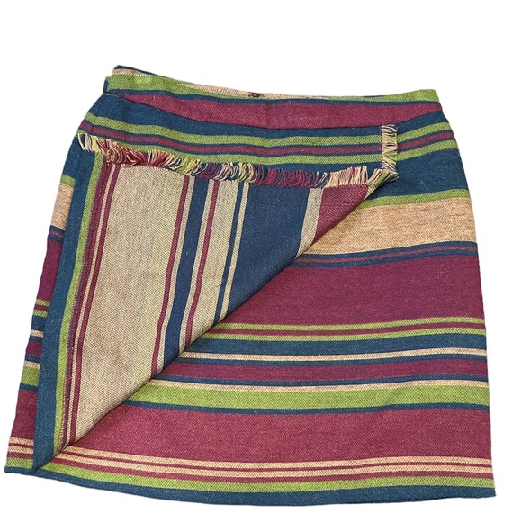 Womens multi colored mini skirt Size 6 Western Aztec Fringe Fully lined - Picture 3 of 13